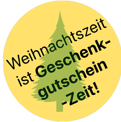 Grafik: "Weihnachszeit ist Geschenkgutscheinzeit", mit Tannenbaum, aber ohne Gitarre