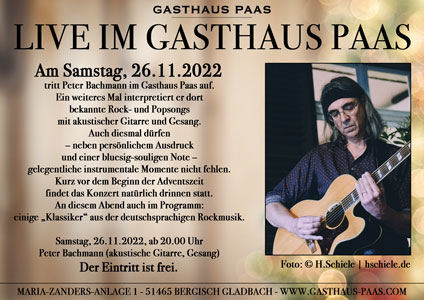 Flyer für den Auftritt im Gasthaus Paas im November